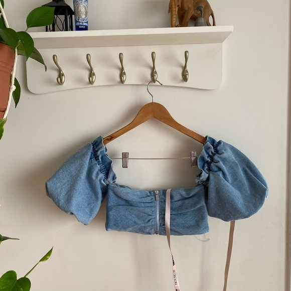 House of CB london denim puff sleeve corset - Picture 2 of 3